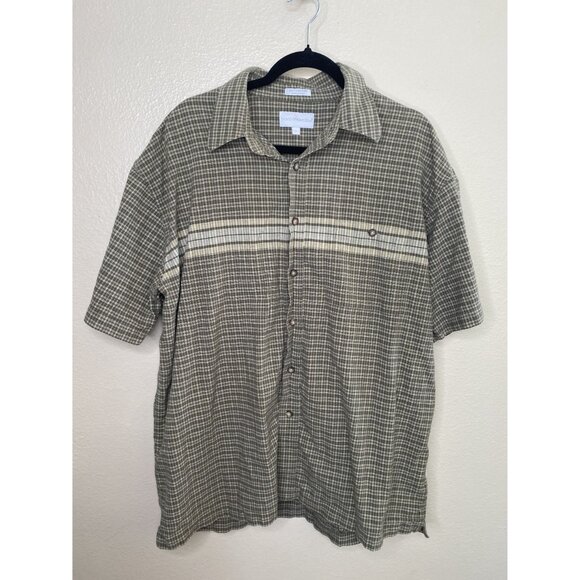 North West‎ Blue Mens Brown Shirt L short sleeve button up collared 100% cotton - Picture 2 of 6